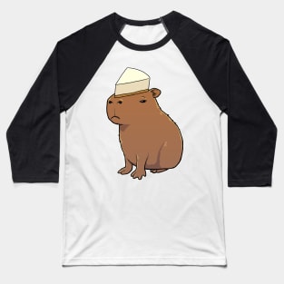 Capybara with Cheese Cake on its head Baseball T-Shirt